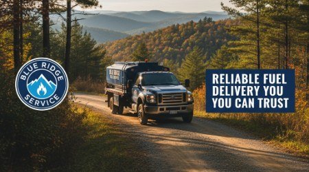 Blue Ridge Fuel Service truck on a mountain road